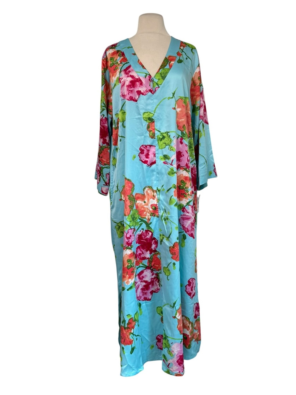NWT Natori Floral Satin Kaftan